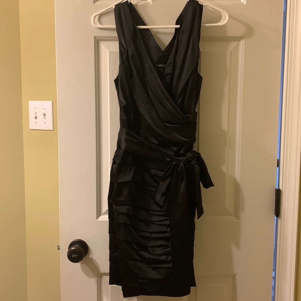Express black satin dress